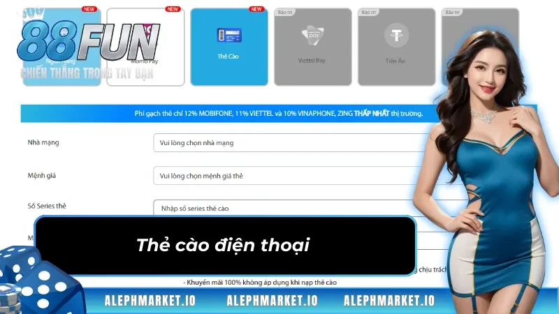 Nạp tiền Fun88 bằng thẻ cào điện thoại an toàn